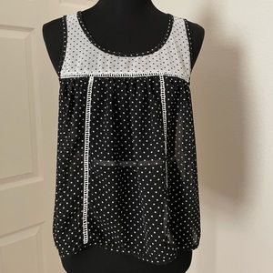Black and white polka dot blouse. Size S